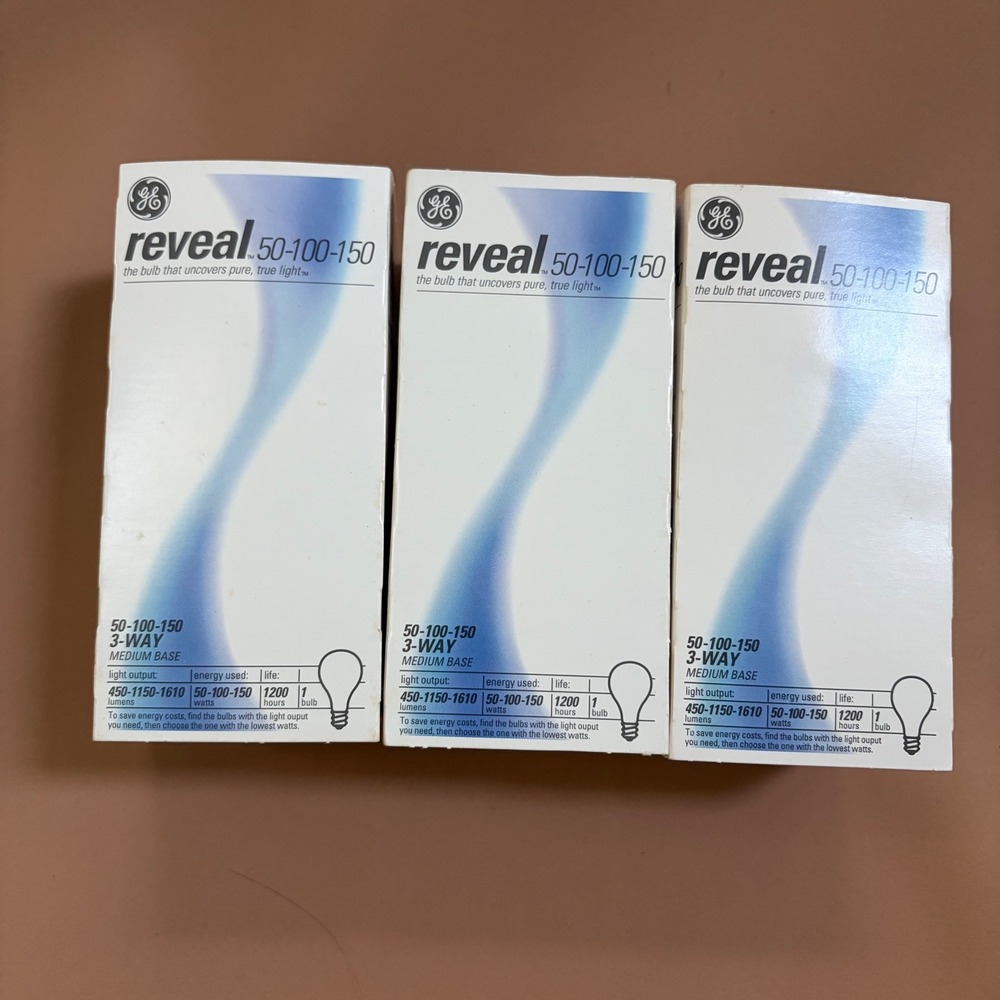 GE Reveal 3-Way Light Bulbs 50-100-150 Watt Medium Base 3 Pack 48712